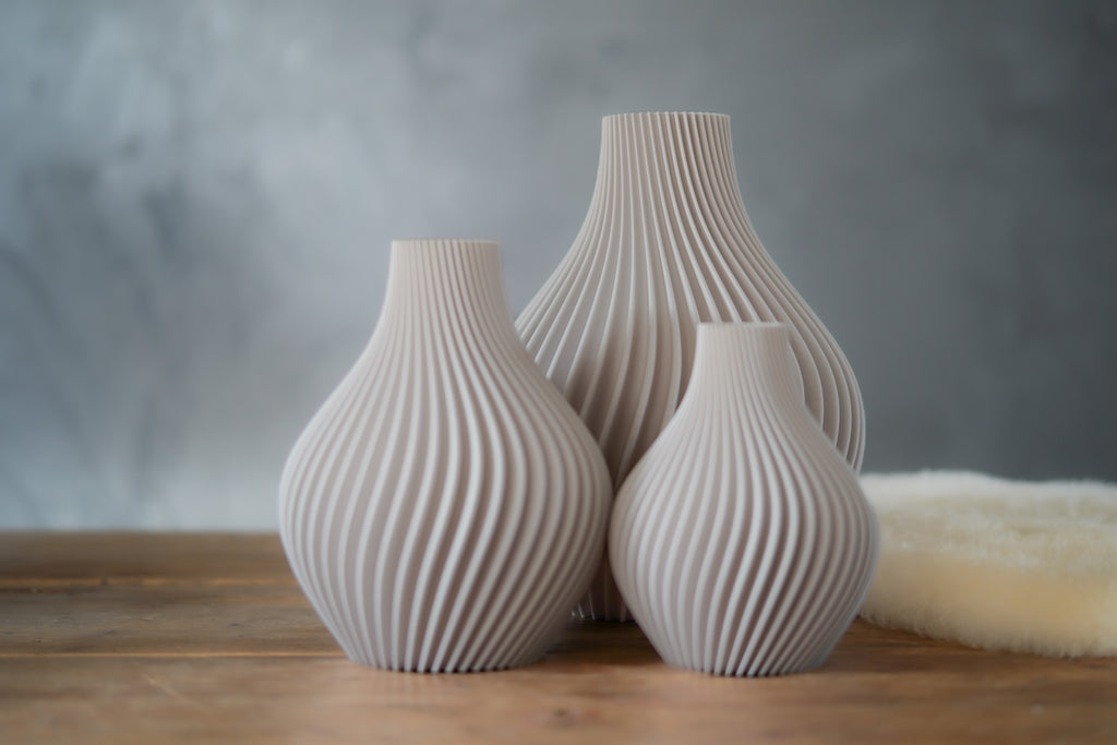 Obsidian | Set | Bone White | 3D Printed Design Vase