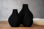 Obsidian | Set | Charcoal Black | 3D Printed Design Vase
