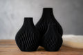 Obsidian | Set | Charcoal Black | 3D Printed Design Vase