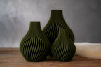 Obsidian | Set | Dark Green | 3D Printed Design Vase