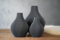 Obsidian | Set | Nardo Gray | 3D Printed Design Vase